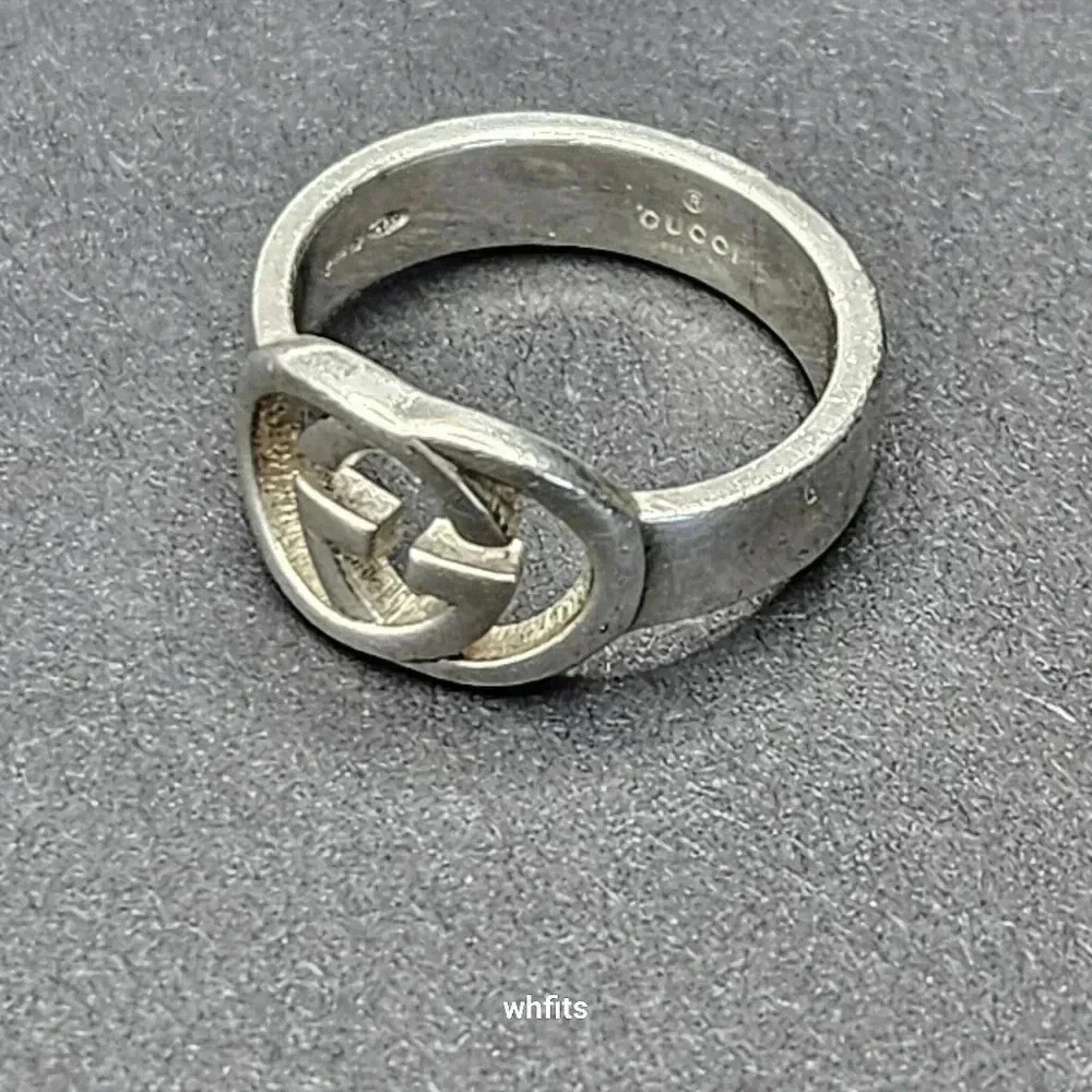 Gucci Interlocking G Logo 925 Sterling Silver Ring - Picture 7 of 7